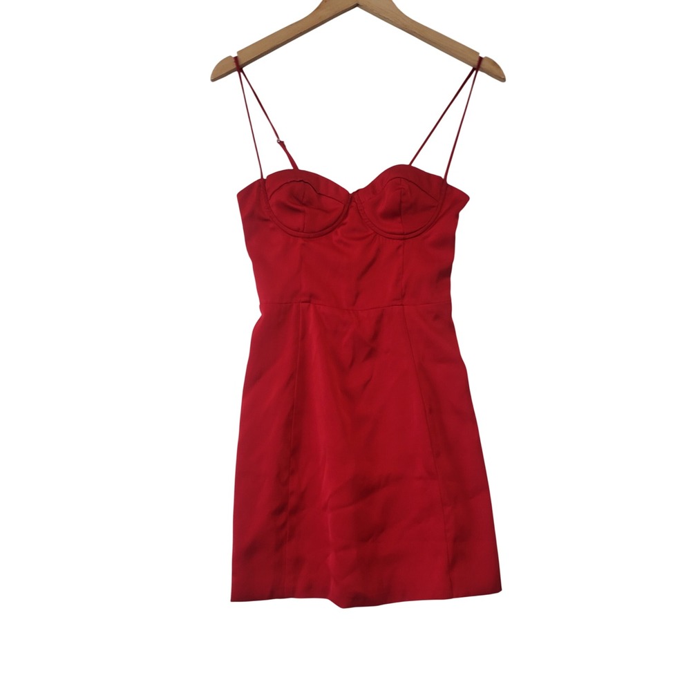 Cotton Candy LA Bustier Mini Dress Women Small Red Lace Up Corset  Romantic Club